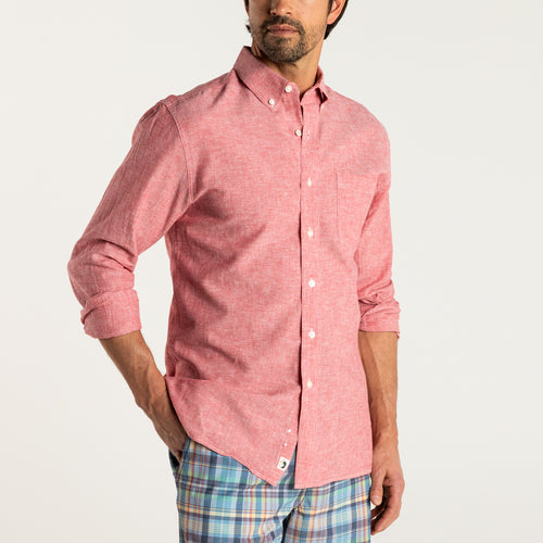 Wallace Solid Linen Cotton Oxford Sport Shirt