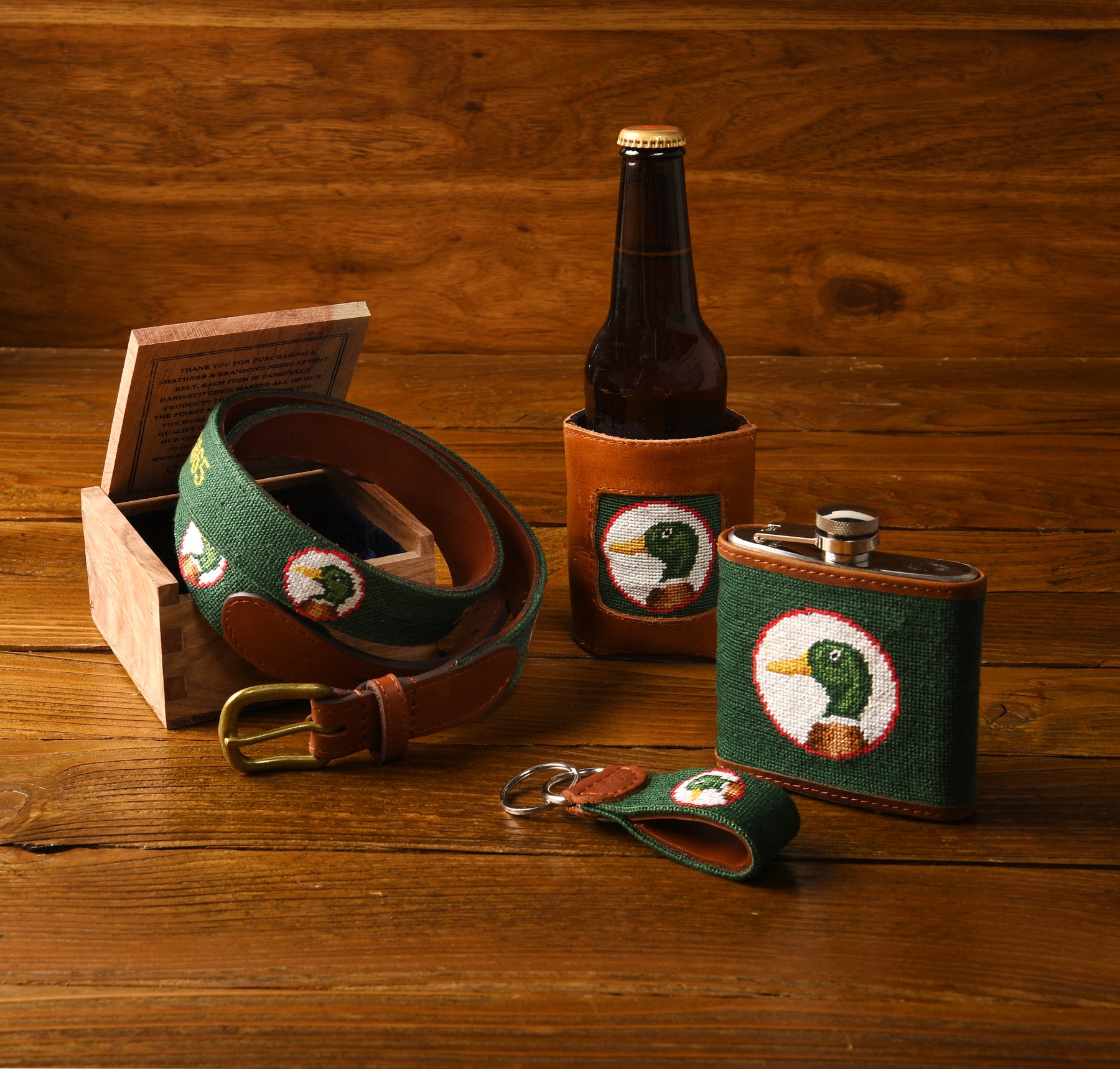 Beer Cans Leather Coozie by Smathers & Branson